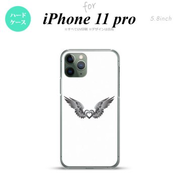 iPhone11Pro iPhone11 Pro スマホケース ハードケース 黒翼 ハート 白 グレー メンズ レディース nk-i11p-470