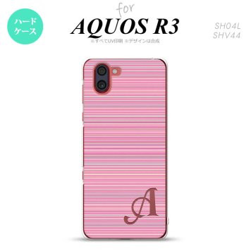 SH-04L SHV44 R3 AQUOS R3 スマホケース カバー ボーダー 細 ピンク +アルファベット nk-r3-1286i