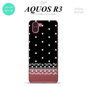 SH-04L SHV44 R3 AQUOS R3 スマホケース カバー ドット レース B 黒 nk-r3-359