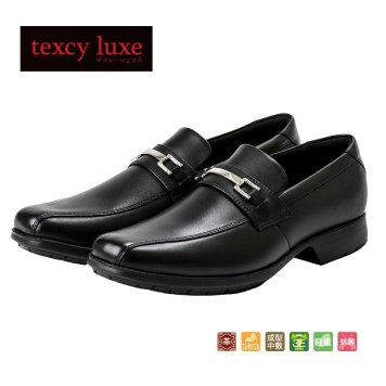 テクシーリュクス アシックス商事 texcy luxe 本革 スーツ 革靴 ビジネスシューズ ビット スニーカー 黒 ブラック 3E ロングノーズ スーツ 靴 actu7771