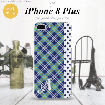 【iPhone8Plus】【スマホケース/スマホカバー】【アイフォン8プラス】iPhone8Plus スマホケース ケース アイフォン8プラス イニシャル タータン・ドット 青 nk-ip8p-tp1534ini【メール便送料無料】