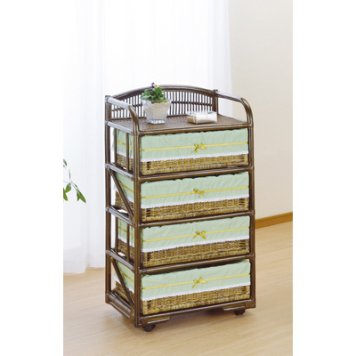 今枝商店 Romantic Rattan ランドリー 4段【沖縄・離島配達不可】 E360B