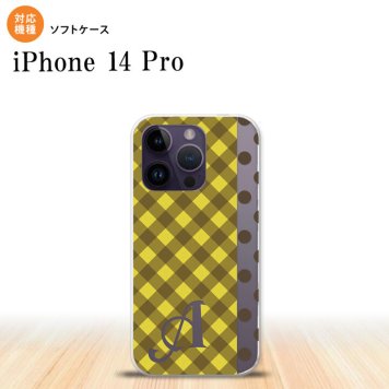 iPhone14 Pro iPhone14 Pro スマホケース 背面ケースソフトケース チェック ドット 黄 +アルファベット 2022年 9月発売 nk-i14p-tp1522i