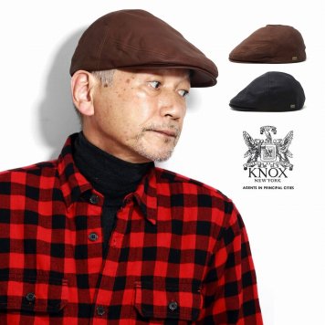 KNOX ハンチング ハンチング帽子 メンズ ノックス 紳士帽子 ハンチング帽 ウォッシャブルレザー 本革製 アイビーキャップ 牛革 帽子 58cm 60cm ブラック ブラウン 30代 40代 50代 60代 ファッション 男性 通販 父の日