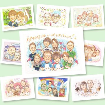記念日のギフトに、ずっとそばに置きたくなる似顔絵です。初めての似顔絵注文でも安心です。 そっくり プレゼント 似顔絵 名入れ 手描き ギフト 贈り物 記念日 家族 誕生日 長寿 大人数 兄弟 世代 親族 家族全員 修正無料 名入れ 下書き確認 親孝行 宝物 サプライズ そっくり 集合 一生もの 記念撮影代わり 大家族 大人数 ブライダルギフト 白寿祝い お祝い返し 闘病中の方への励まし オリジナル
