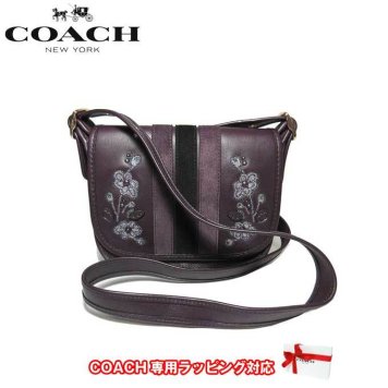 コーチ アウトレット COACH ショルダーバッグ F11911 レザー パトリシア フローラル エンブロイダリー 刺繍 ヴァーシティ ストライプ  サドルバッグ 18 / ポシェット IML7C(オックスブラッド 1)【RCP】