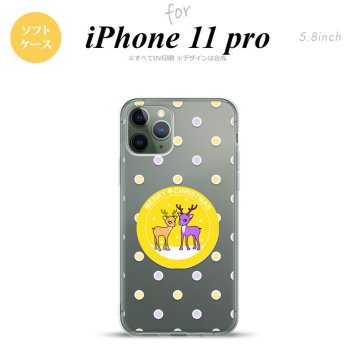 iPhone11Pro iPhone11 Pro スマホケース ソフトケース トナカイ ワッペン 黄 メンズ レディース nk-i11p-tp622