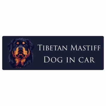 ドッグ カーステッカー イラスト付 Dog in Car チベタンマスティフ Aタイプ セーフティサイン 犬種別 長方形 20x6.7cm シール リア あおり運転対策 Dog Sticker 屋外 屋内 防水 かわいい おしゃれ 安全対策 カーサイン