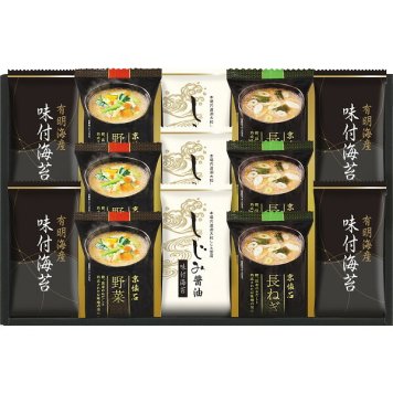 マルコメ フリーズドライみそ汁 有明海産味付海苔セット [26-2901-030] NTS-DS 味付のり しじみ醤油 みそ汁 詰め合わせ グルメ 食品 常温 保存食 非常食 惣菜セット 内祝い お返し お祝い ギフト 贈り物 プレゼント