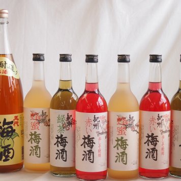 カラフル梅酒7本セット(芋焼酎仕込五代梅酒(鹿児島) 赤しそ赤い梅酒(和歌山) 蜂蜜梅酒(和歌山) 緑茶梅酒(和歌山)) 1800ml×1本 720ml×6本