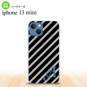 iPhone13mini iPhone13 mini ケース ハードケース ストライプ 黒 グレー +アルファベット  nk-i13m-712i