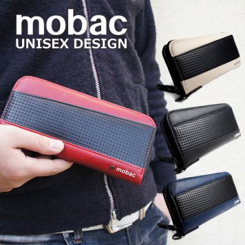 mobac モバック 長財布 ラウンドファスナー メッシュエンボス ツートンカラー バイカラー ジッパー ジャバラ 大容量 財布 メンズ レディース