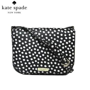 ケイト・スペード アウトレット kate spade ショルダーバッグ WKRU4510 large carsen / laurel way printed ドット / 水玉 柄 PVC 斜め掛け ポシェット / ショルダー (971)musicaldot:ブラック×オフホワイト系