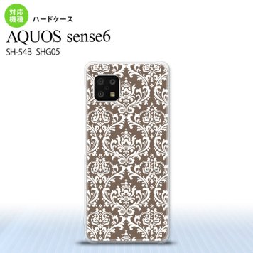SH-54B SHG05 AQUOS sense6 スマホケース ハードケース ダマスク A 茶 白 メンズ レディース nk-sens6-457