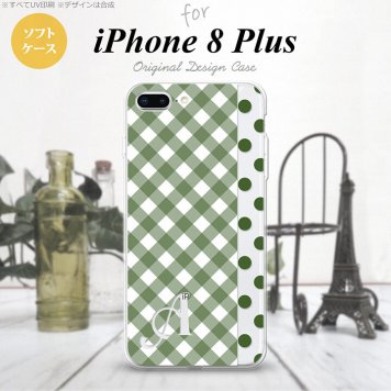 【iPhone8Plus】【スマホケース/スマホカバー】【アイフォン8プラス】iPhone8Plus スマホケース ケース アイフォン8プラス イニシャル チェック･ドット 白×緑 nk-ip8p-tp1523ini【メール便送料無料】