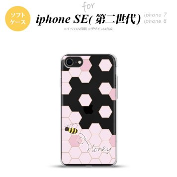 iPhoneSE 2 第二世代 iPhone8&iPhone7 共用 スマホケース 背面カバー ソフトケース ハニー クリア ピンク おしゃれ かわいい かっこいい メンズ レディース nk-ise2-tp1687