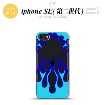iPhoneSE 2 第二世代 iPhone8&iPhone7 共用 スマホケース 背面カバー ソフトケース ファイヤー 炎 クリア 青 おしゃれ かわいい かっこいい メンズ レディース nk-ise2-tp1313