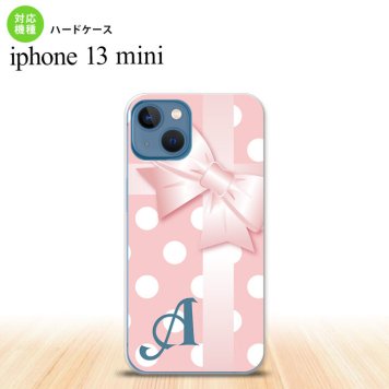 iPhone13mini iPhone13 mini ケース ハードケース ドット リボン ピンク +アルファベット  nk-i13m-303i