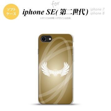 iPhoneSE 2 第二世代 iPhone8&iPhone7 共用 スマホケース 背面カバー ソフトケース 翼 光 ゴールド風 おしゃれ かわいい かっこいい メンズ レディース nk-ise2-tp462