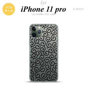 iPhone11Pro iPhone11 Pro スマホケース ソフトケース 唐草 クリア 黒 メンズ レディース nk-i11p-tp1126