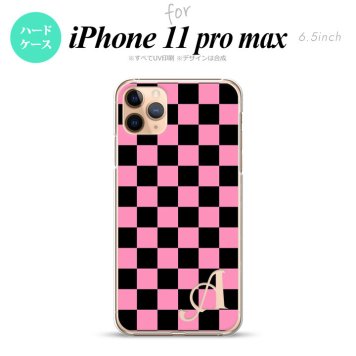 iPhone11ProMax iPhone11pro max スマホケース ハードケース スクエア 黒 ピンク +アルファベット メンズ レディース nk-i11pm-762i