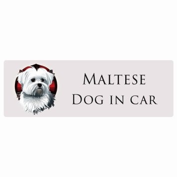 ドッグ カーステッカー イラスト付 Dog in Car マルチーズ Bタイプ セーフティサイン 犬種別 長方形 15x5cm シール リア あおり運転対策 Dog Sticker 屋外 屋内 防水 かわいい おしゃれ 安全対策 カーサイン