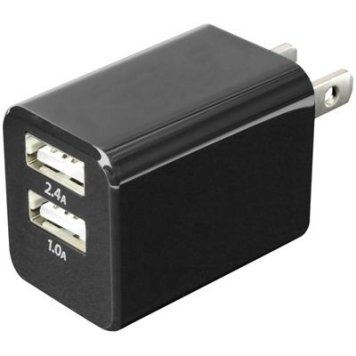 ミヨシ USB-ACアダプタ 2.4A対応 2ポート 黒 IPA-24U/BK