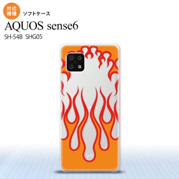 SH-54B SHG05 AQUOS sense6 スマホケース ソフトケース ファイヤー 炎 クリア 赤 メンズ レディース nk-sens6-tp1314