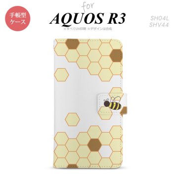 SH-04L/SHV44 AQUOS R3 手帳型スマホケース カバー ハニー クリア 茶  nk-004s-r3-dr1688