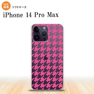 iPhone14 ProMax iPhone14 Pro Max スマホケース 背面ケースソフトケース 千鳥 格子 大 ピンク クリア 2022年 9月発売 nk-i14pm-tp918