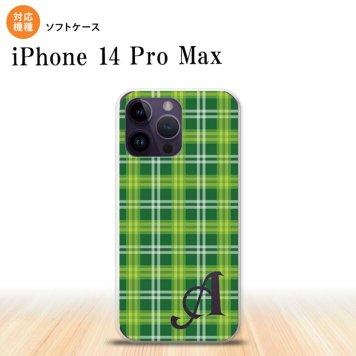 iPhone14 ProMax iPhone14 Pro Max スマホケース 背面ケースソフトケース チェック B 緑 +アルファベット 2022年 9月発売 nk-i14pm-tp436i