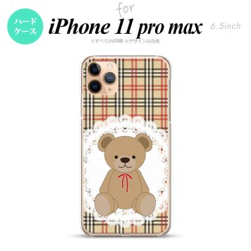 iPhone11ProMax iPhone11pro max スマホケース ハードケース くま チェック レース 茶 赤 メンズ レディース nk-i11pm-754