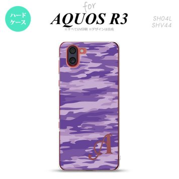 SH-04L SHV44 R3 AQUOS R3 スマホケース カバー タイガー 迷彩 紫 +アルファベット nk-r3-1166i