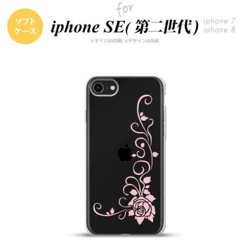iPhoneSE 2 第二世代 iPhone8&iPhone7 共用 スマホケース 背面カバー ソフトケース バラ B クリア ピンク おしゃれ かわいい かっこいい メンズ レディース nk-ise2-tp1071