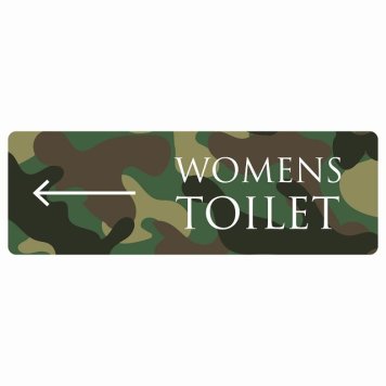トイレ 案内 シール WOMENS 文字タイプ 迷彩 カラー 左 矢印 長方形 方向案内 進路ドア 防水 屋内 屋外 サインステッカー ピクトサイン トイレマーク表示 案内 注意 施設 御手洗 TOILET おしゃれ シンプル 安全対策