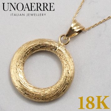 UNOAERRE ウノアエレ 18金 K18YG イエローゴールド サークル リング 円形 ペンダント チェーンセットモデル ネックレス イタリア製 30528 12118【国内正規品】 ホワイトデー バレンタインデークリスマス 結婚記念日 還暦祝い 入学 卒業 入社祝い 退職 プレゼント ギフト 贈り物 恋人 夫婦 母の日 父の日