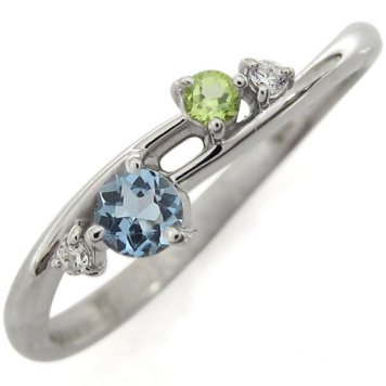 プラチナ シンプルリング アクアマリンサンタマリアリング 上品 指輪