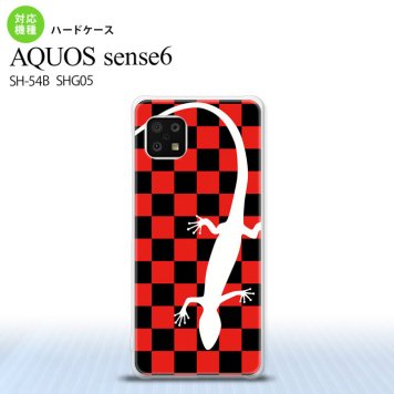 SH-54B SHG05 AQUOS sense6 スマホケース ハードケース トカゲ 市松 赤 メンズ レディース nk-sens6-864
