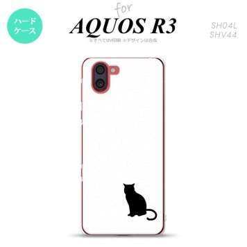 SH-04L SHV44 R3 AQUOS R3 スマホケース カバー 猫 影 白 黒 nk-r3-427