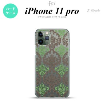 iPhone11Pro iPhone11 Pro スマホケース ハードケース ダマスク A クリア 茶 緑 メンズ レディース nk-i11p-459
