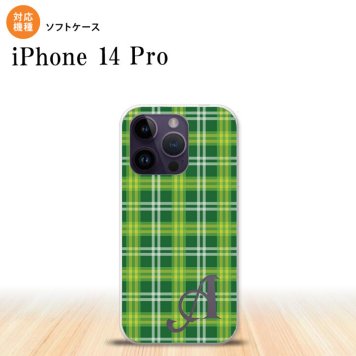 iPhone14 Pro iPhone14 Pro スマホケース 背面ケースソフトケース チェック B 緑 +アルファベット 2022年 9月発売 nk-i14p-tp436i