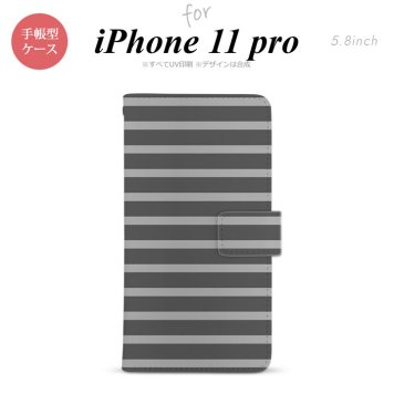 iPhone11Pro iPhone11 Pro 手帳型スマホケース カバー ボーダー グレー  nk-004s-i11p-dr704