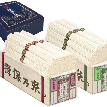 夏の贈り物お中元 手延素麺揖保乃糸 国産小麦二種詰合せ 揖保乃糸（縒つむぎ・播州小麦）（各50g）×各12束