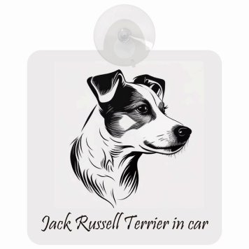Jack Russell Terrier ジャックラッセルテリア Bタイプ 車 窓ガラス 吸盤タイプ 犬 かっこいい おしゃれ イラスト付 DOG IN CAR ドッグインカー ドッグオンボード 安全対策 セーフティサイン デコ 外出 ドライブ カーサイン 吸盤