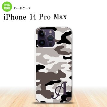 iPhone14 ProMax iPhone14 Pro Max スマホケース 背面ケース ハードケース ウッドランド 迷彩 A グレー +アルファベット 2022年 9月発売 nk-i14pm-1145i