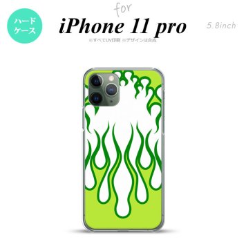 iPhone11Pro iPhone11 Pro スマホケース ハードケース ファイヤー 炎 白 緑 メンズ レディース nk-i11p-1310
