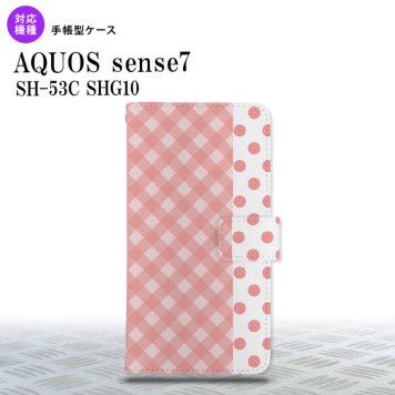sense7 sense7 手帳型スマホケース カバー チェック ドット ピンク 2022年 11月発売 nk-004s-sens7-dr1521