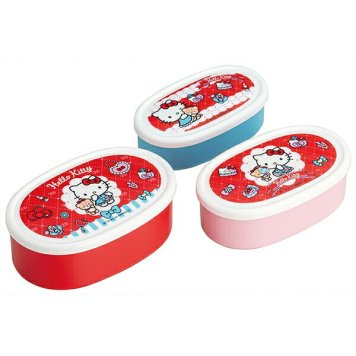 ハローキティ おしゃれガール 抗菌食洗機対応シール容器 3Pセット ※送料無料(北海道・沖縄は除く)