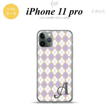 iPhone11Pro iPhone11 Pro スマホケース ソフトケース アーガイル 紫 青 +アルファベット メンズ レディース nk-i11p-tp1409i