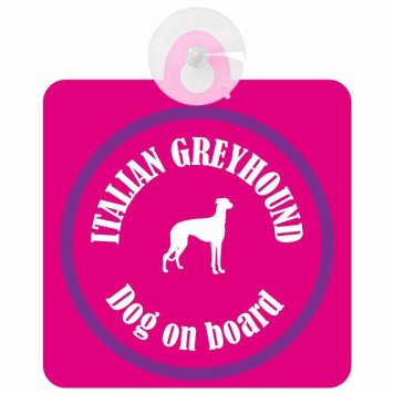 Itallan Greyhound イタリアングレーハウンド ピンク＆パープル 車 窓ガラス 吸盤タイプ DOG IN CAR かっこいい おしゃれ 犬 シルエット アメ雑風 カラフル ドッグインカー ドッグオンボード 安全対策 セーフティサイン デコ 外出 ドライブ カーサイン 吸盤